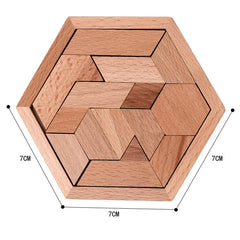 wooden hexagonal tangram puzzle