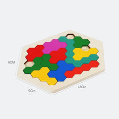 wooden hexagonal tangram puzzle