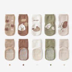 Set of 5 Pairs of Non-Slip Socks for Children