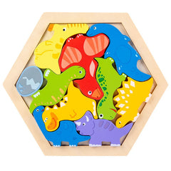 wooden hexagonal tangram puzzle