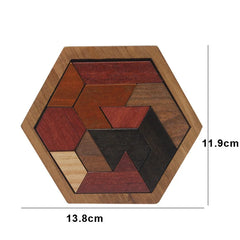 wooden hexagonal tangram puzzle