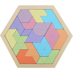 wooden hexagonal tangram puzzle