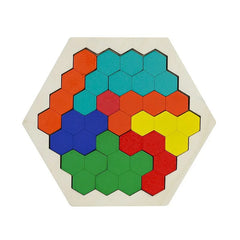 wooden hexagonal tangram puzzle