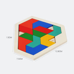 wooden hexagonal tangram puzzle