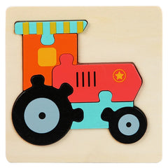 Wooden Tangram puzzle with animals and means of transport