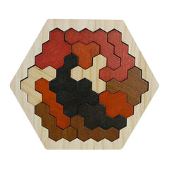 wooden hexagonal tangram puzzle