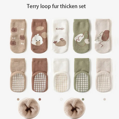 Set of 5 Pairs of Non-Slip Socks for Children