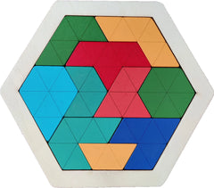 wooden hexagonal tangram puzzle